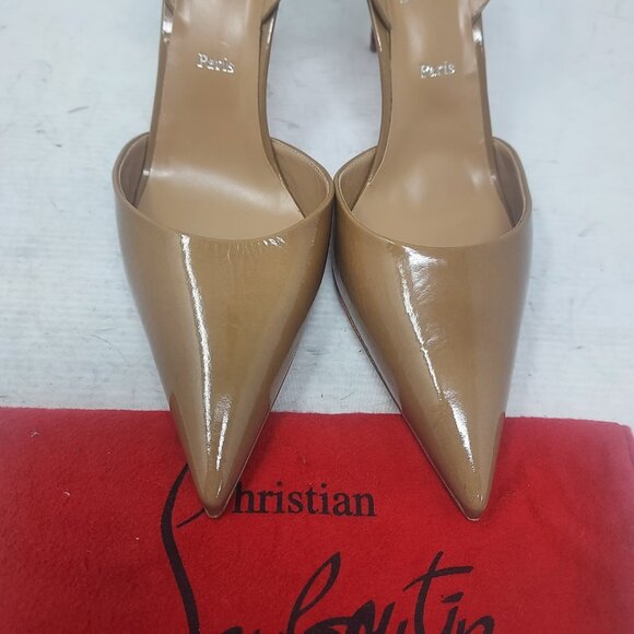 CHRISTIAN LOUBOUTIN Apostropha Patent Tan Slingback Pump - Picture 6 of 12